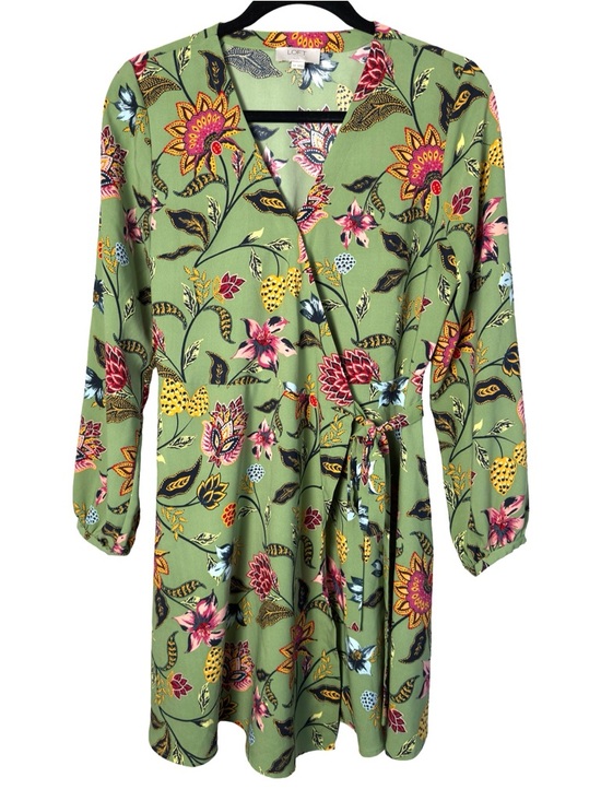 LOFT Multicolor Floral Wrap Dress with Pink and Yellow Accents 6P - Picture 2 of 9